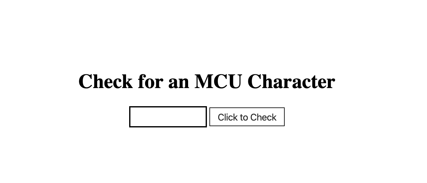 MCU Character Checker landing page
